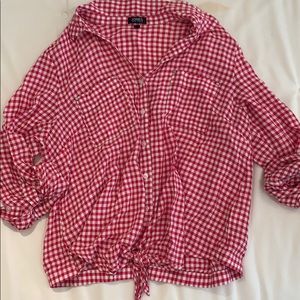 Button-up Checkered Blouse 3/$10